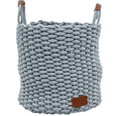 Cesto Organizador De Tecido Cinza 38X38cm Cesto De Corda Trançado Com Alças De Couro Soho Yoi